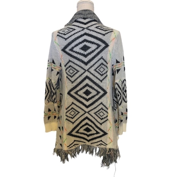 ORANGE Cardigan Sweater Women's Size Small White Black Mohair Blend Fringe Hem - Picture 2 of 9